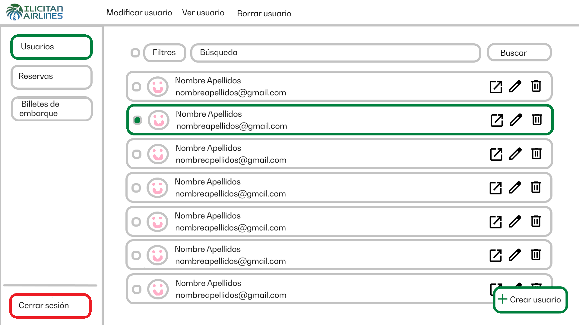 Boceto web panel admin