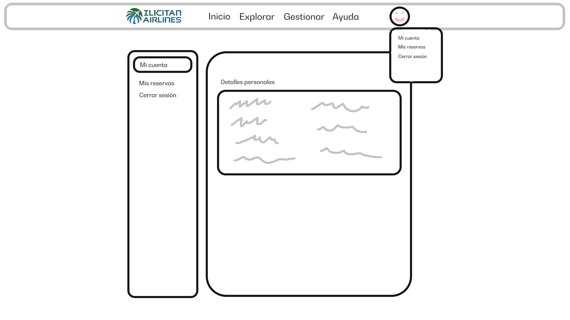 Boceto web cuenta